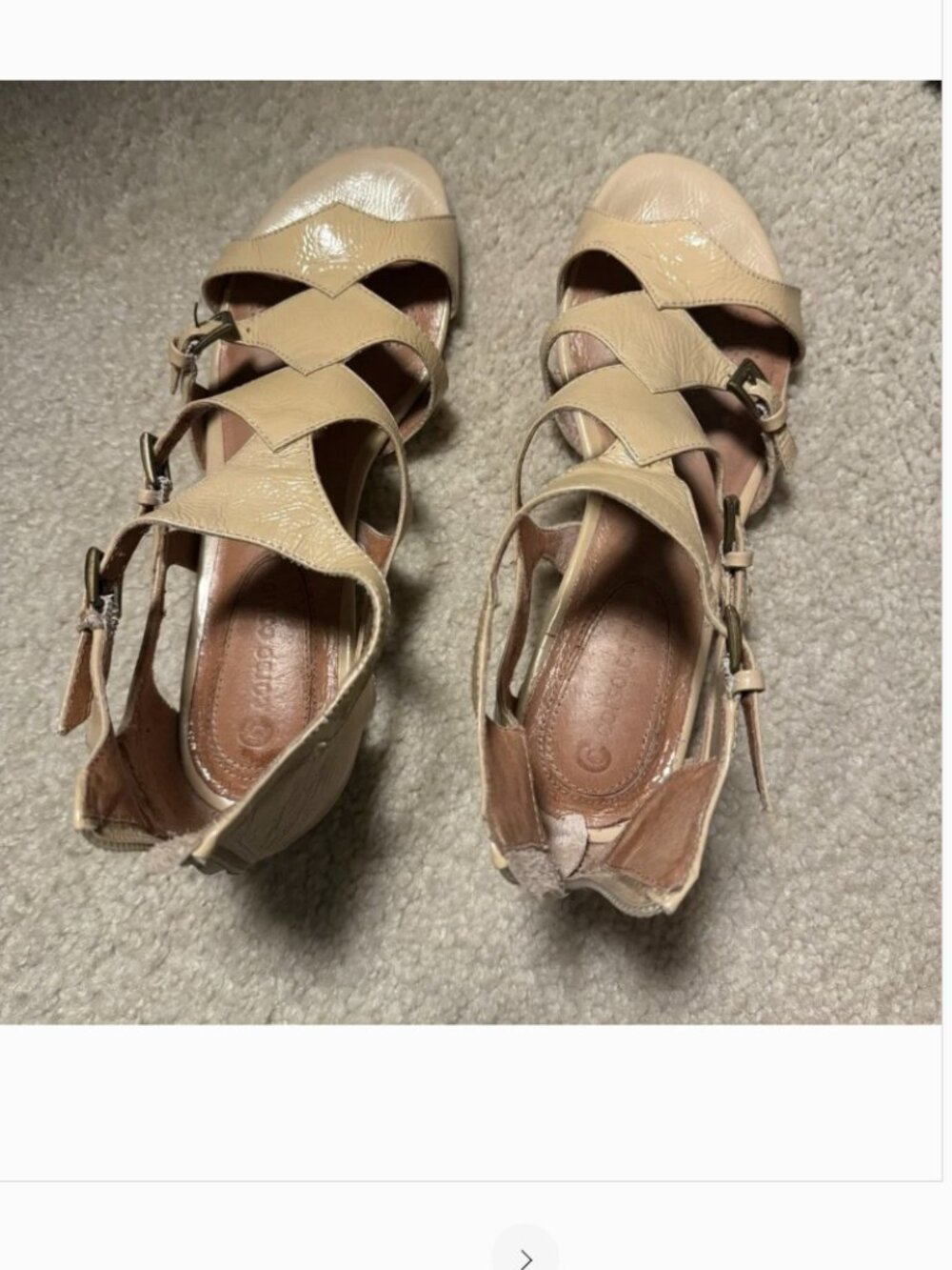 Corso Como Farge Patent Leather Nude Gladiator Sandals Neutral Beige Adjustable